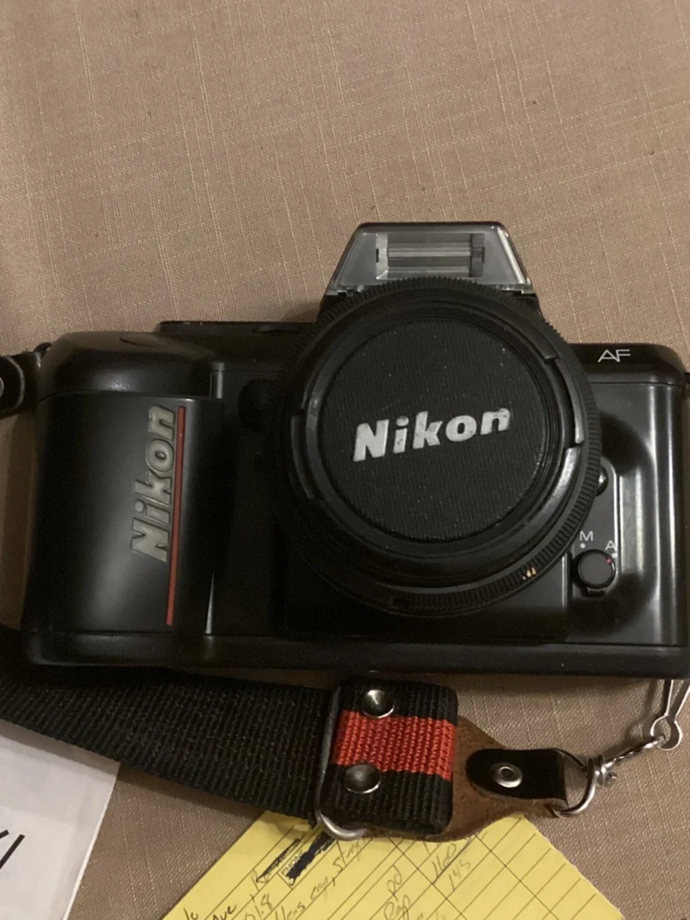 EUC Nikon N4004 AF 35mm Film Camera with Black Body and Red-Trim Bag